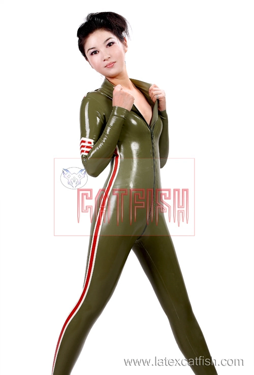 Camouflaged Conspirator Latex Striped Catsuit